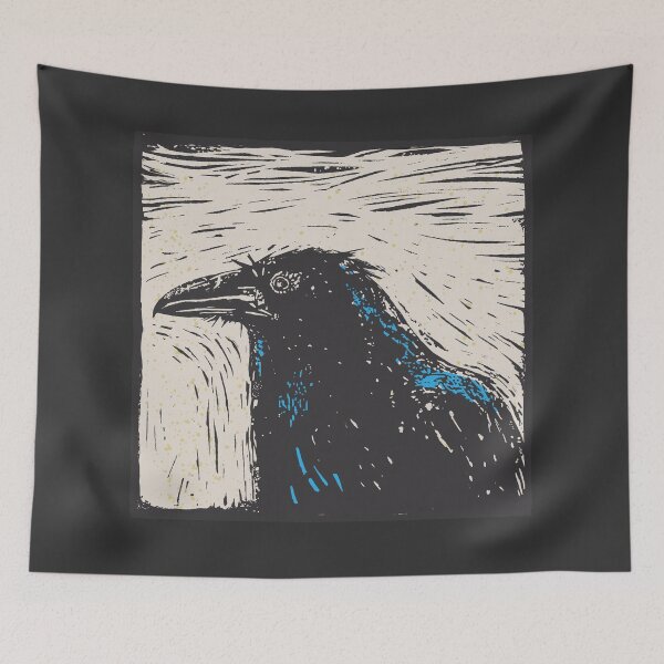 Item preview, Black raven. Crow. Linocut art designed and sold by kazimido.