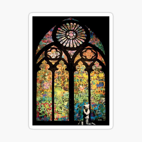 Item preview, BANKSY Graffiti Stained Glass  designed and sold by DutchByBirth.