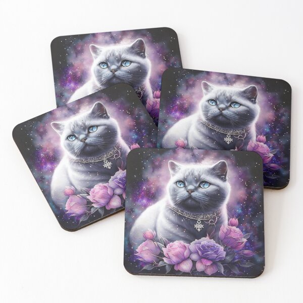 Item preview, White British Shorthair With Roses designed and sold by Nocturne  Paws.