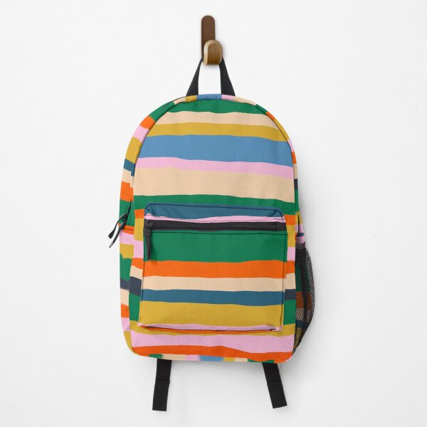 Item preview, Colorful Summer Stripes Pattern Green Mustard Orange Pink Blue designed and sold by kierkegaard.
