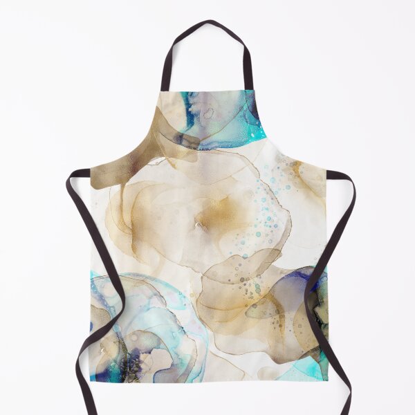 Item preview, Abstract Gold Blue Fluid Art Painting designed and sold by NdesignTrend.