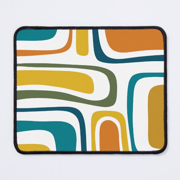 Item preview, Palm Springs Retro Midcentury Modern Abstract Pattern in Moroccan Teal, Mustard, Orange, Olive and White designed and sold by kierkegaard.