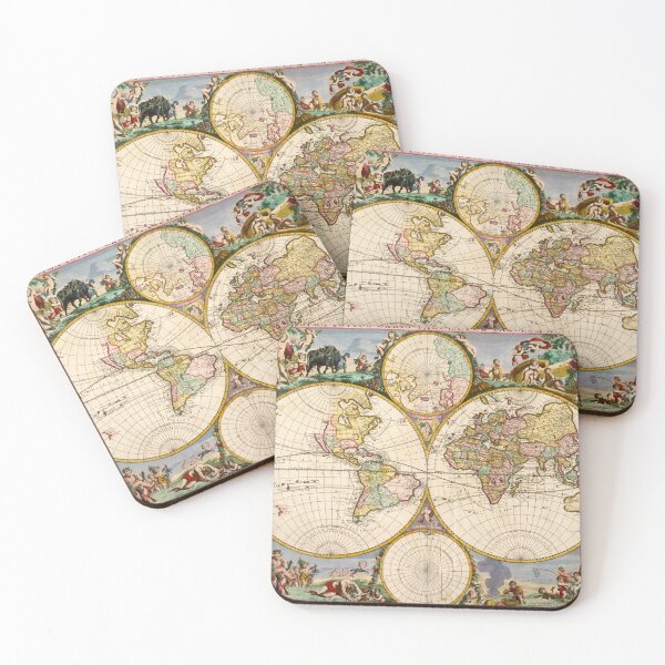 Item preview, Vintage world map with the famous stickers of the 4 seasons. designed and sold by gallofoto.