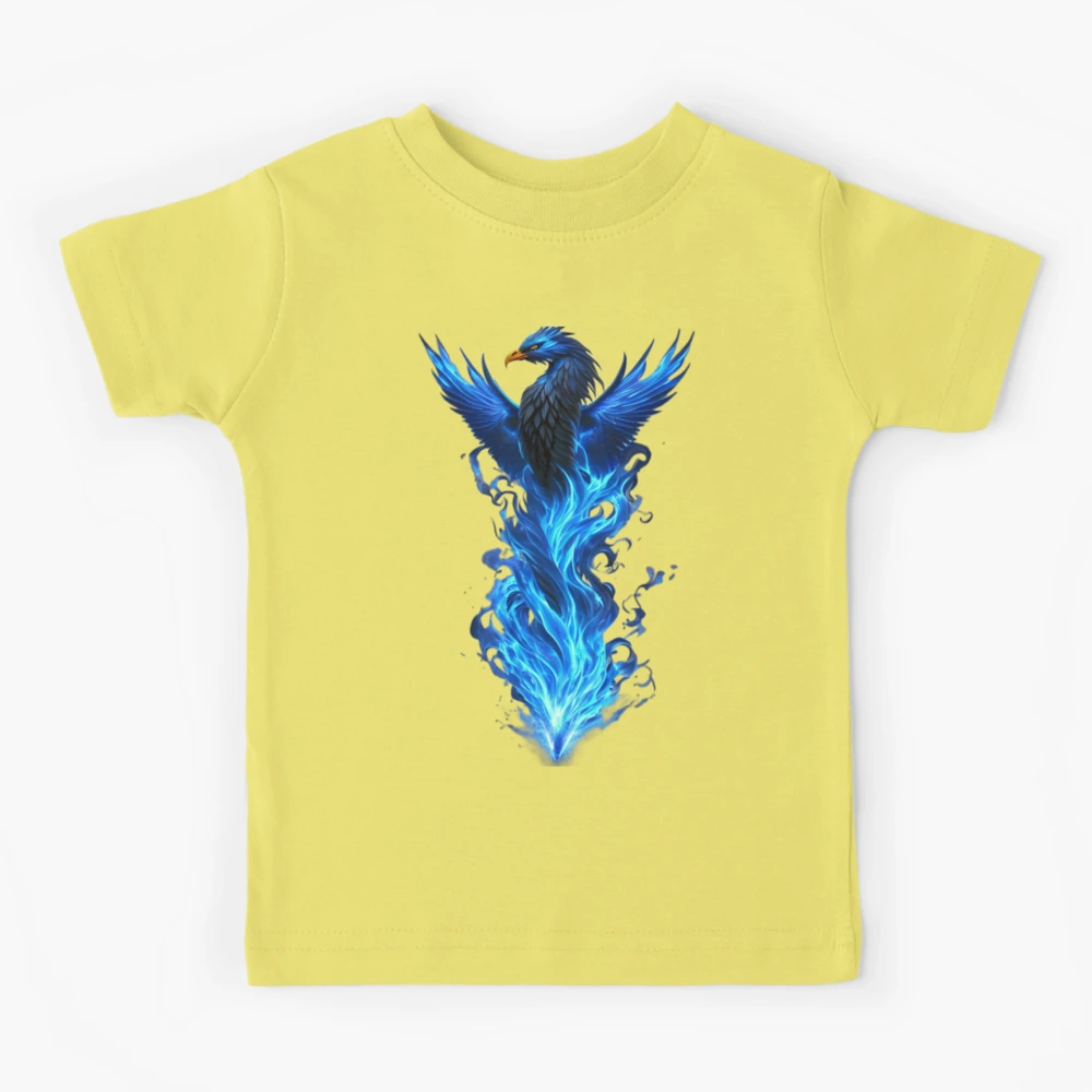 Phoenix of the Blue Flames - A Mythical Delight | Kids T-Shirt