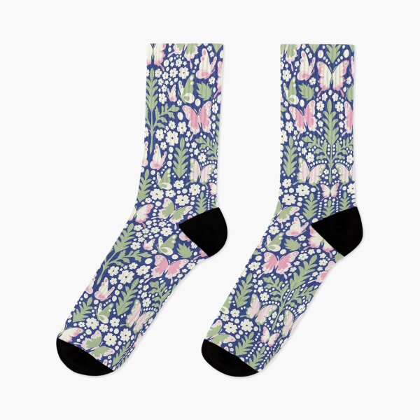 Item preview, BUTTERFLY DAMASK GEOMETRIC BOTANICAL FLORAL PATTERN BLUE PINK GREEN designed and sold by blomastudios.