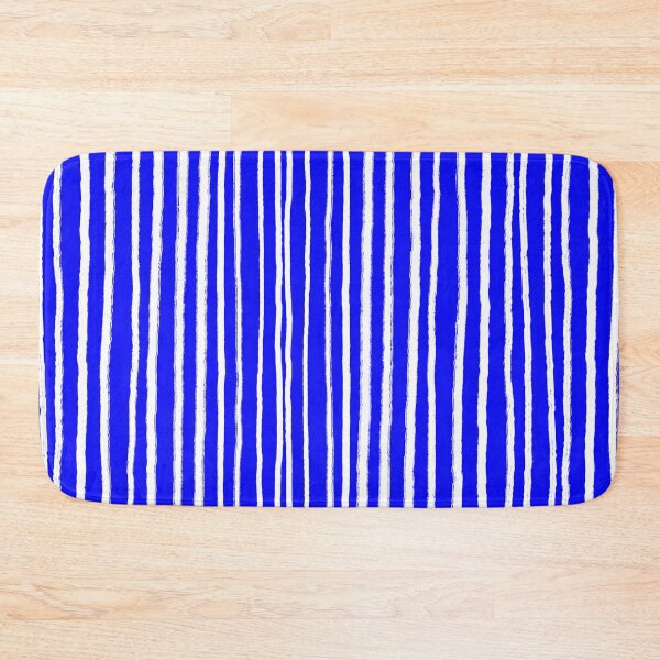 Item preview, Cobalt Blue and White, Vertical, Free Hand Stripes  designed and sold by OneThreeSix.