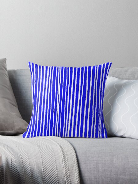 Item preview, Cobalt Blue and White, Vertical, Free Hand Stripes  designed and sold by OneThreeSix.