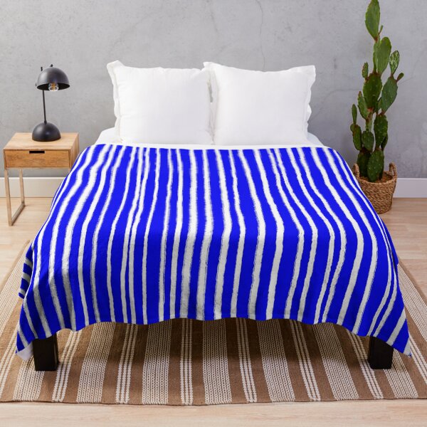 Item preview, Cobalt Blue and White, Vertical, Free Hand Stripes designed and sold by OneThreeSix.