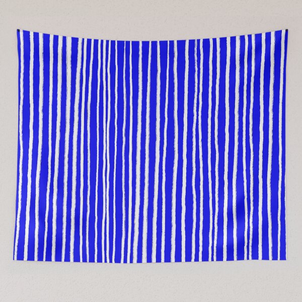 Item preview, Cobalt Blue and White, Vertical, Free Hand Stripes  designed and sold by OneThreeSix.