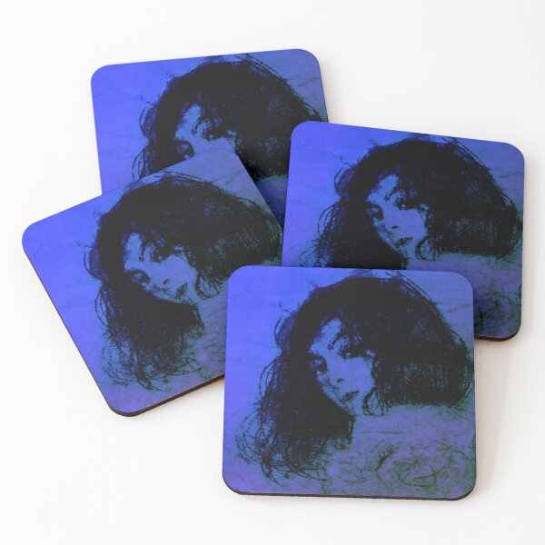 Item preview, Blue Violet Purple Gustav Klimt Sketch Portrait of a Young Woman Dark Hair & Eyes Drawing - Edit by Veda Colorful Abstract designed and sold by kattakitty.