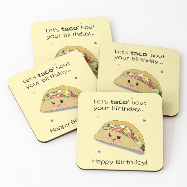 Item preview, Funny Birthday gift with taco pun joke - Let's taco'bout your birthday designed and sold by HajnalkArt.