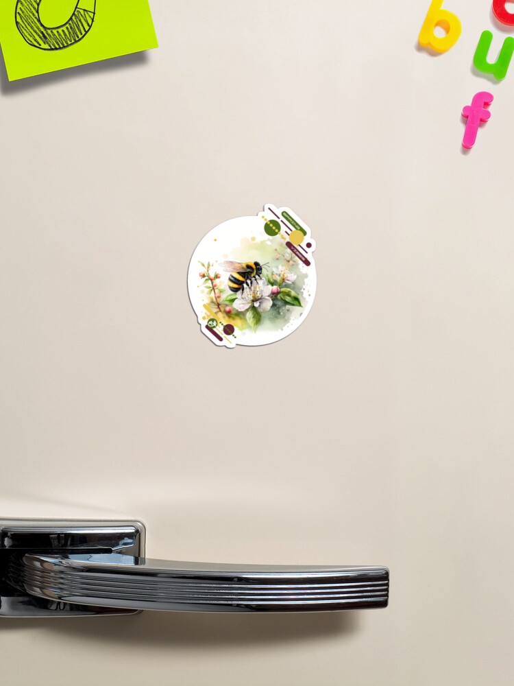 Thumbnail 1 of 3, Magnet, Arrival of spring - the bumblebee designed and sold by stickerperso-ia.
