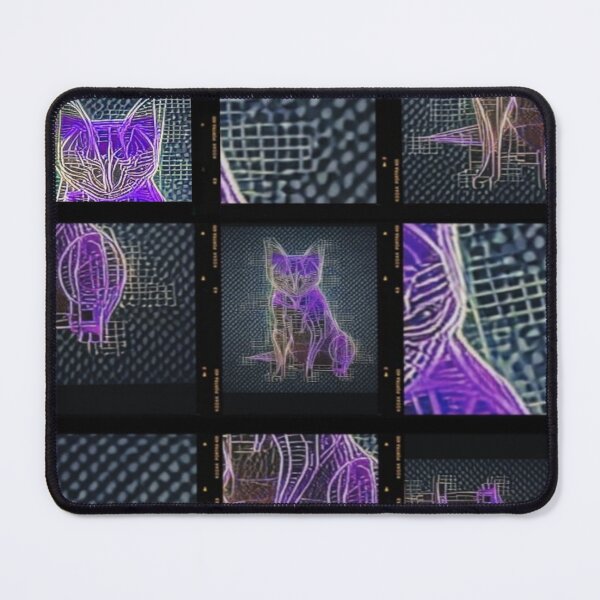 Item preview, Purple neon cat cyberpunk wireframe tech designed and sold by Cyberomiz.