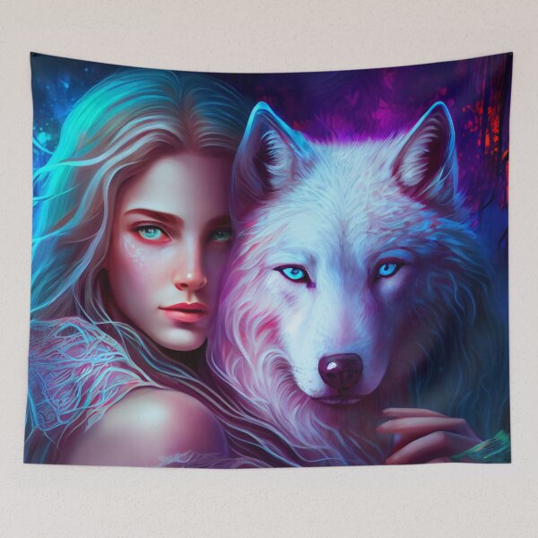 Item preview, Wolf and woman designed and sold by BelowHorizon.