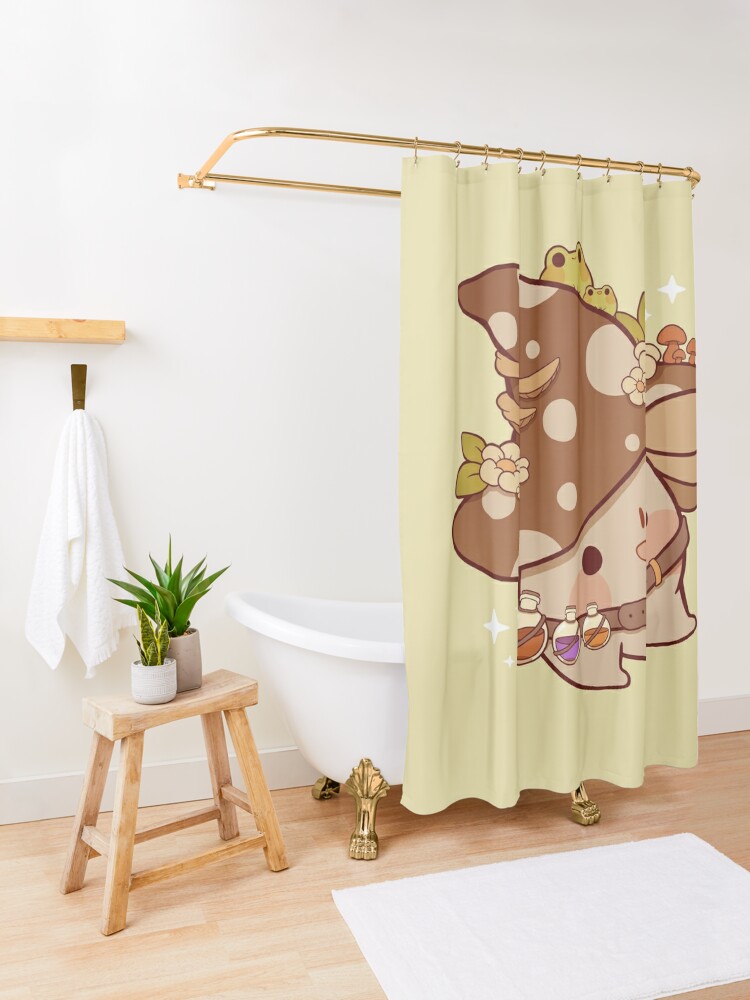 Cute mushroom and frogs in the rain Shower Curtain for Sale by Rihnlin