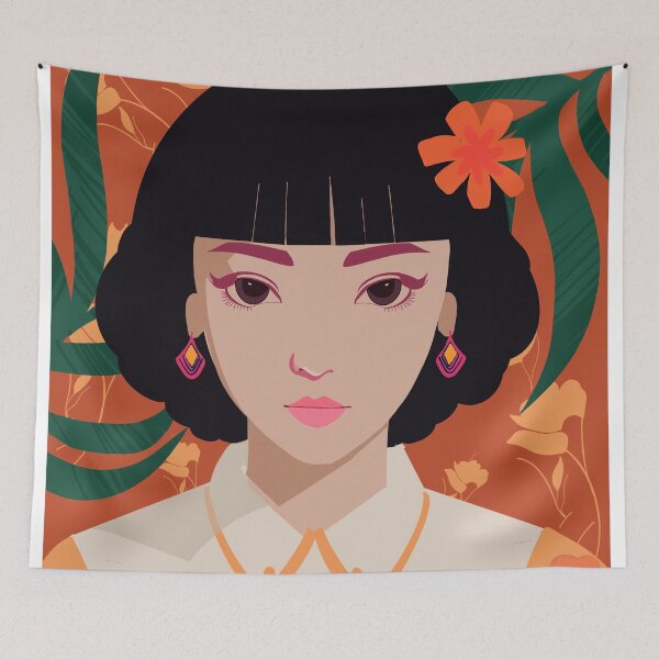Item preview, Manga anime portrait girl floral boho designed and sold by Arctic frame studio.