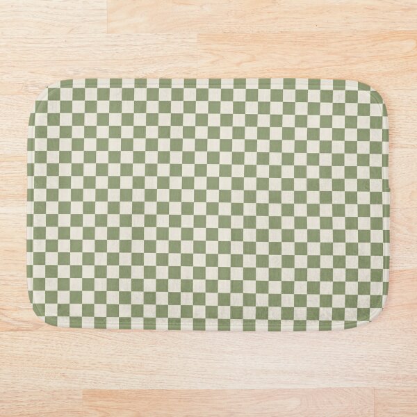 Checkerboard Mini Check Pattern in Sage Green and Off White Bath