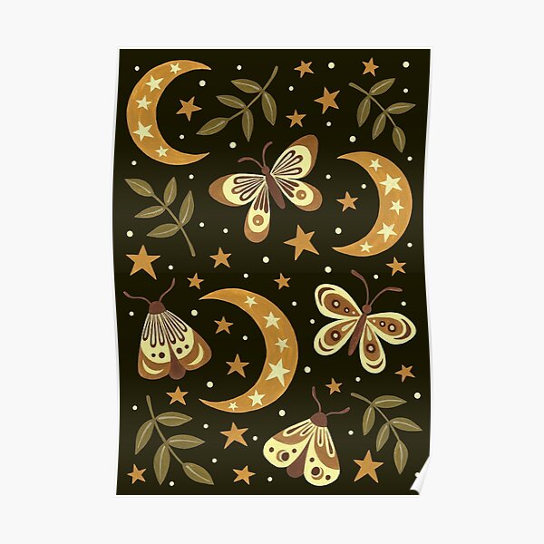 Moons and moths Poster