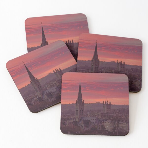 Item preview, Pink sunset across the City of Bath skyline square designed and sold by duncan1980uk.