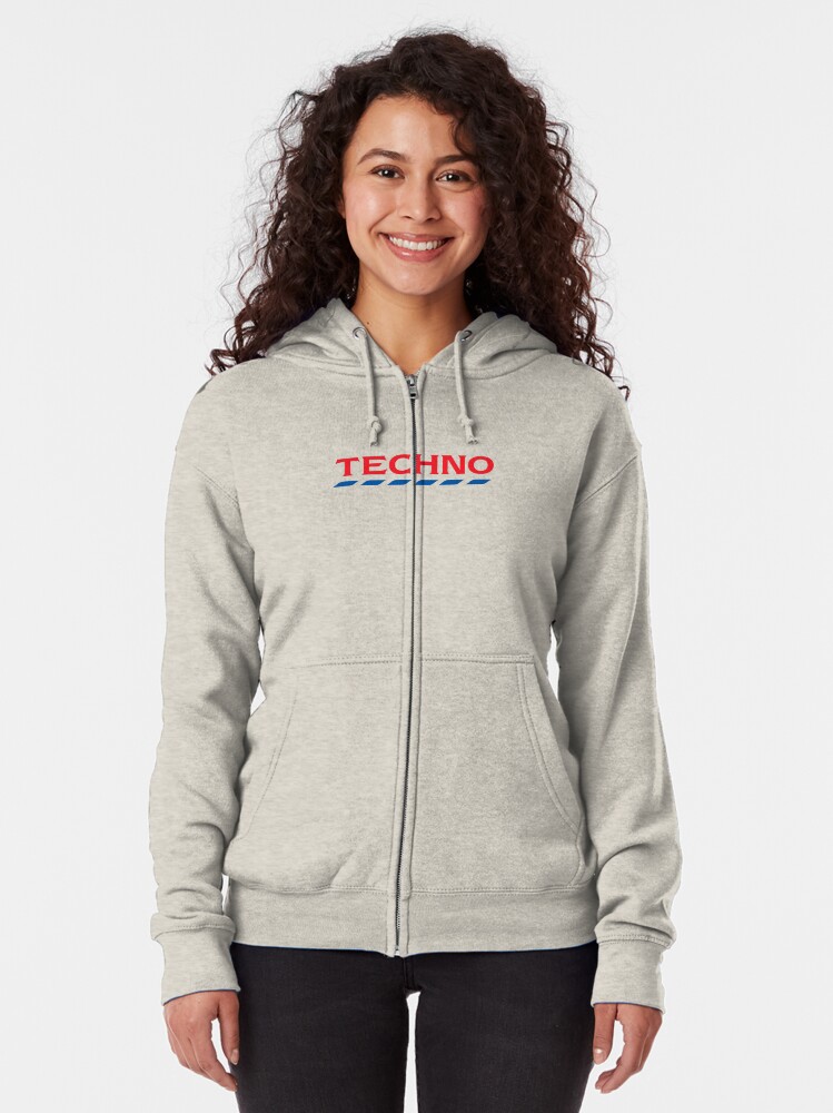 "Tesco Techno" Zipped Hoodie by deadgoodshit Redbubble