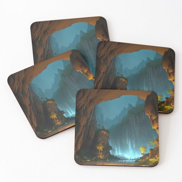 Item preview, Blue and yellow light in a prehistoric cave designed and sold by RK - Shop.