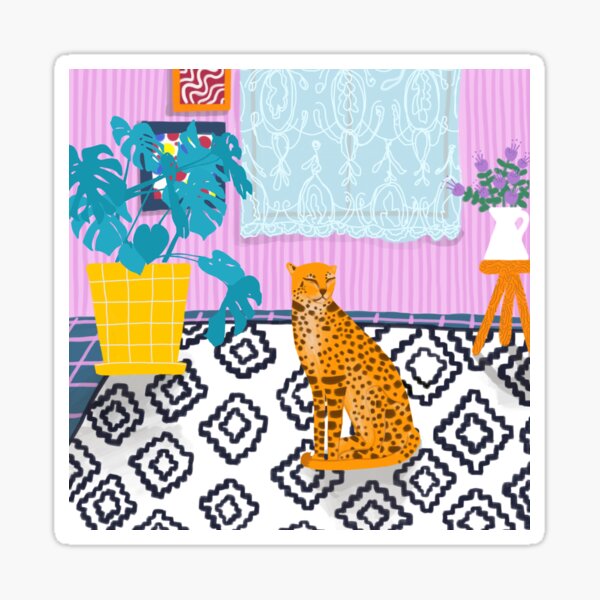 Living Room Wild Cat Sticker