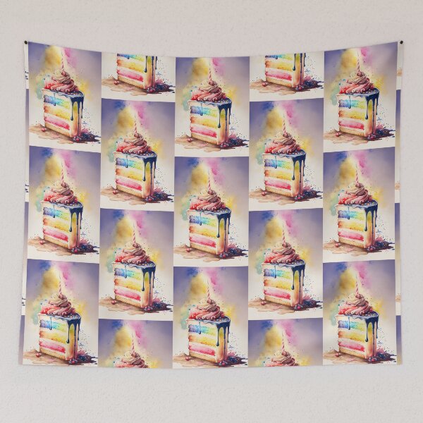 Item preview, Rainbow Birthday Cake Watercolor designed and sold by JAWgallery.