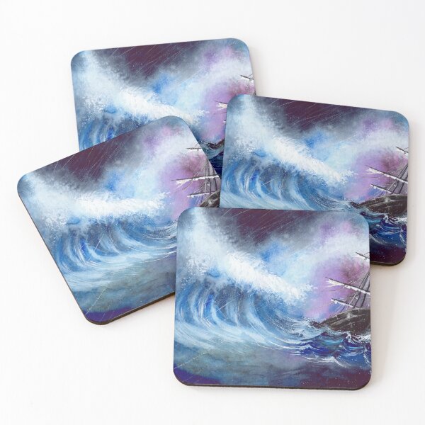 Item preview, Watercolor illustration of the ship in the storm designed and sold by MaryWatercolor.