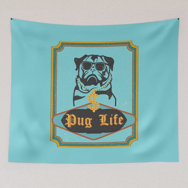 Item preview, Pug Life (Retro Blue Thug Pug) designed and sold by ZingAndPep.