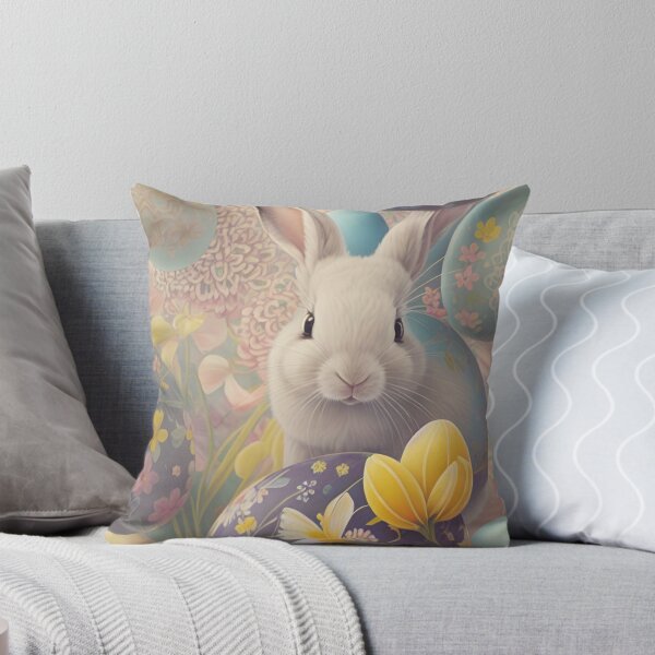 Item preview, Colorful Pastel Festive Easter Eggs Easter Bunny Spring Flowers Version 8 designed and sold by DreamingAwake1.