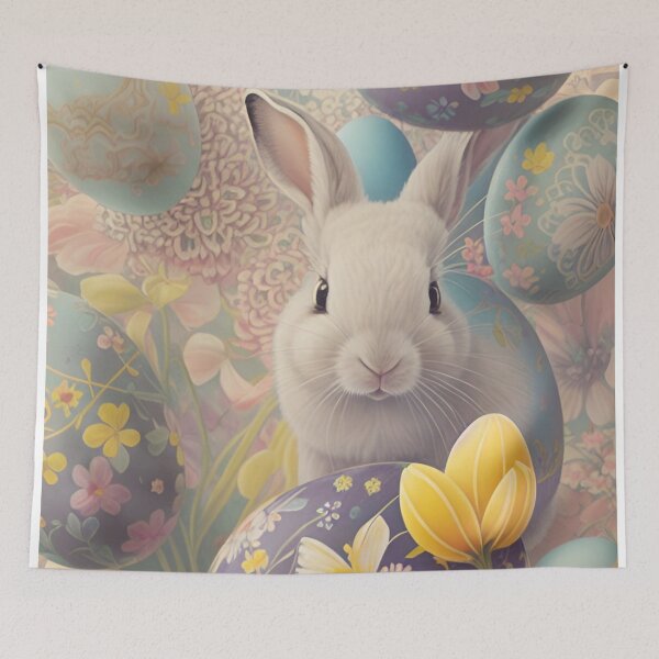 Item preview, Colorful Pastel Festive Easter Eggs Easter Bunny Spring Flowers Version 8 designed and sold by DreamingAwake1.