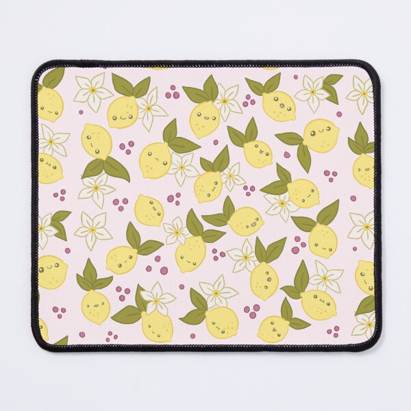 Item preview, Cute lemon and white lemon flowers and kawaii faces pattern  designed and sold by Yarafantasyart.