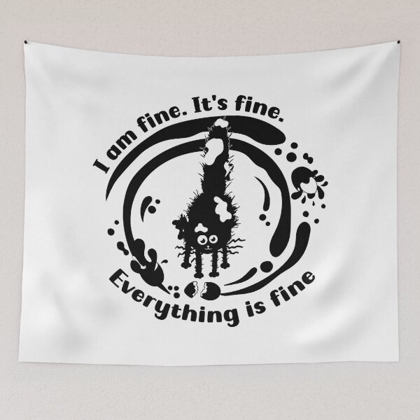 Item preview, Easter cat I am fine. It's fine. Everything is fine. Black cat in paints designed and sold by camelsvg.