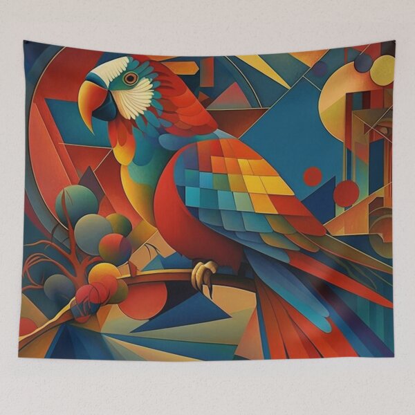 Item preview, Scarlet Macaw - Abstract Art Style designed and sold by ArtNouveauChic.