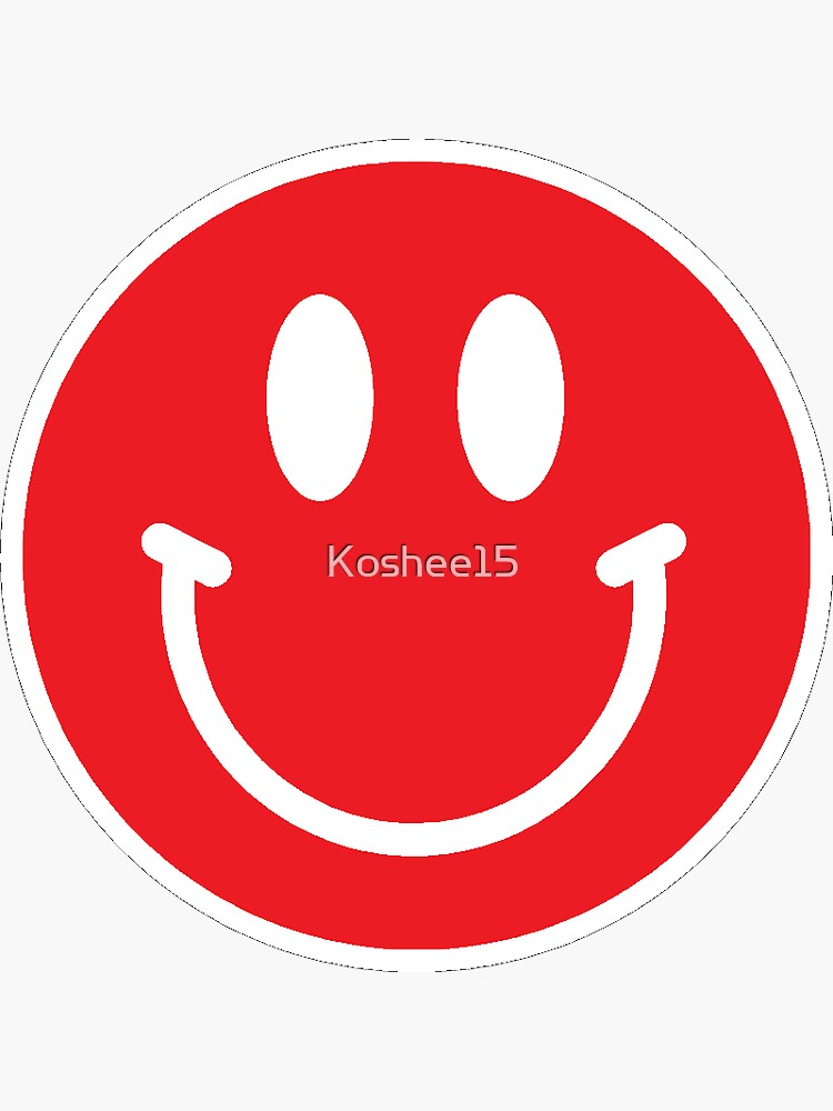 Smiley Face - Red/White Sticker for Sale by Koshee15