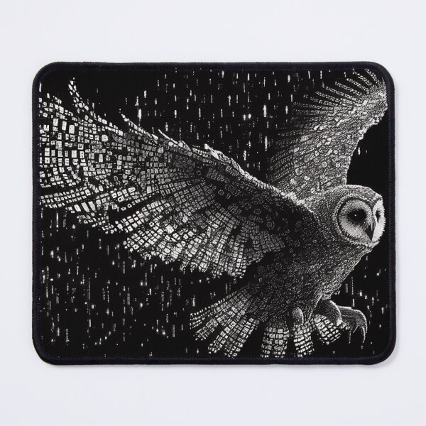 Item preview, Ascii Owl Flying Under the Stars, Generated by AI designed and sold by dragonwolfpack.