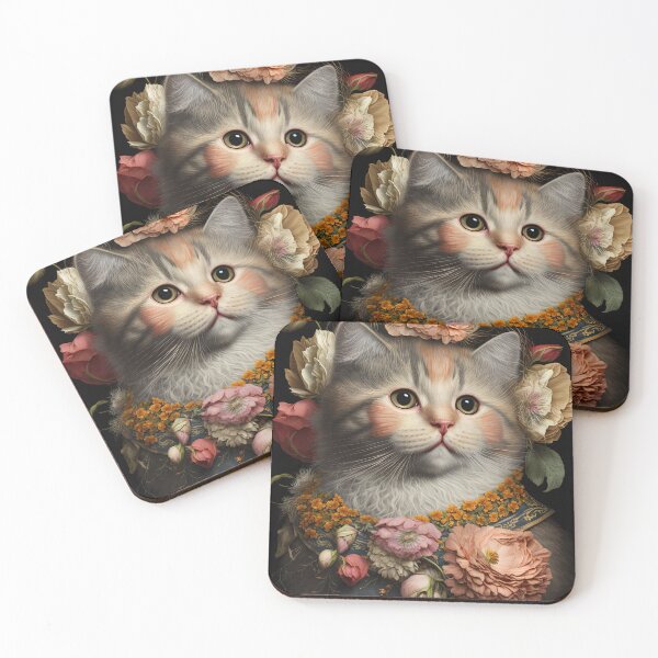 Item preview, Lovely cat (Kittten ) vintage flowers portrait frame designed and sold by jetaiart.