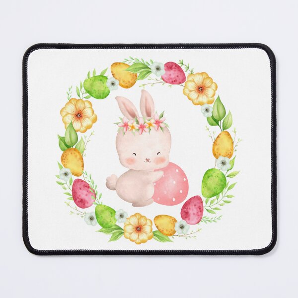 Item preview, Watercolor Wreath and Wildflowers with cute baby Easter bunny designed and sold by PeonyPeak.