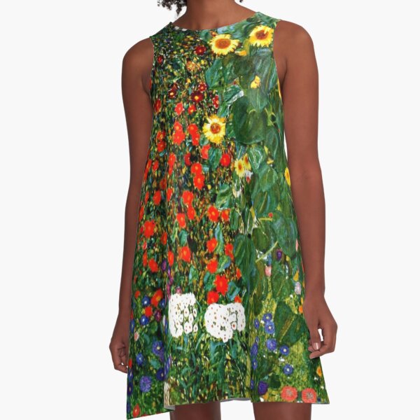 Klimt - Farm Garden with Sunflowers A-Line Dress