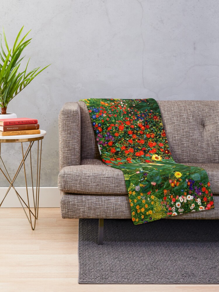 Alternate view of Klimt - Farm Garden with Sunflowers Throw Blanket