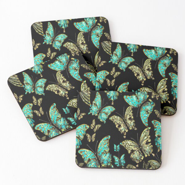 Item preview, Gold and Turquoise butterfly design. designed and sold by Splendourlane.