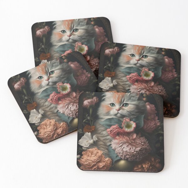 Item preview, Lovely cat (Kittten ) vintage flowers portrait frame 4 designed and sold by jetaiart.