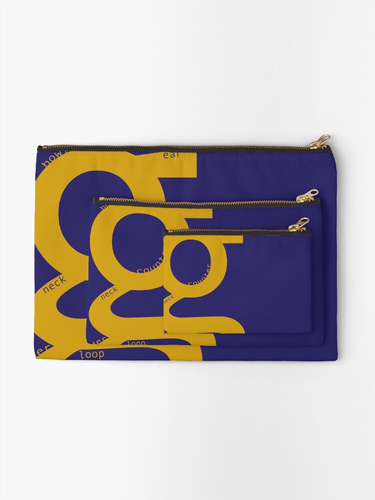Alternate view of the typography of G Zipper Pouch