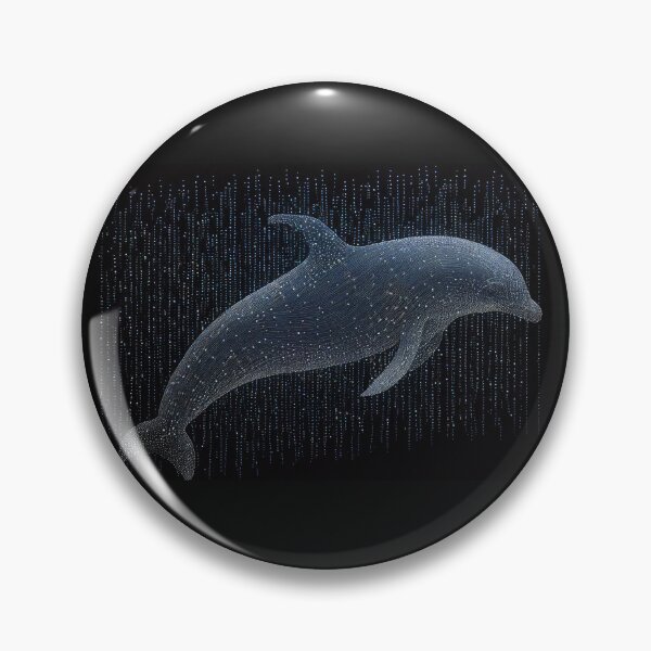 Item preview, ASCII Dolphin swimming through code, Generated by AI designed and sold by dragonwolfpack.