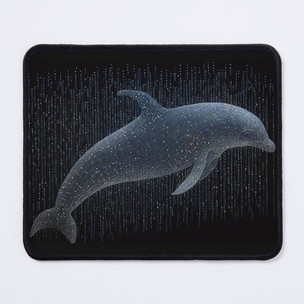 Item preview, ASCII Dolphin swimming through code, Generated by AI designed and sold by dragonwolfpack.