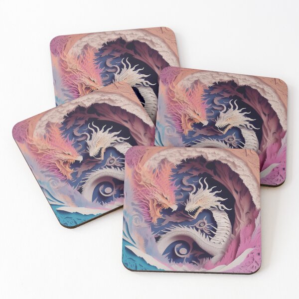 Item preview, PaperCut Art Vaporwave Dragons Fantasy Fight designed and sold by Damitan.
