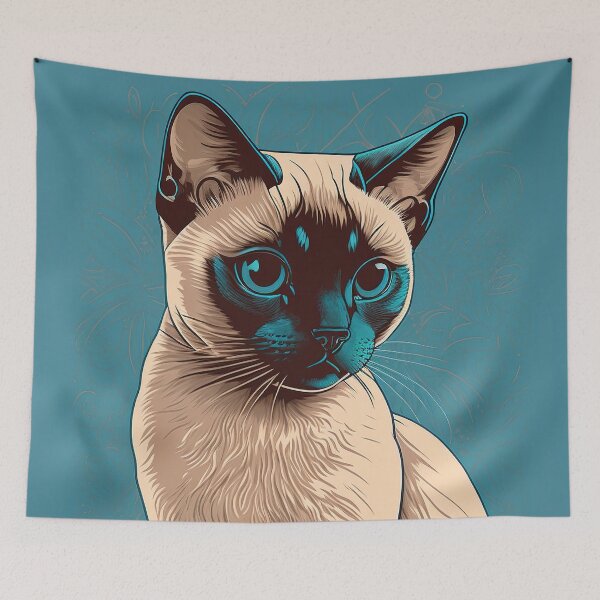 Item preview, Portrait of a siamese cat designed and sold by Warehouse46.