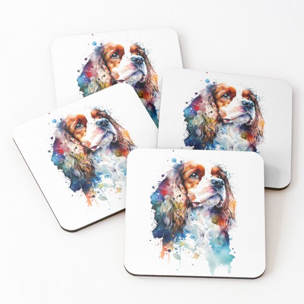 Item preview, Rainbow Cavalier King Charles Spaniel Watercolor Art designed and sold by doglovershirts.