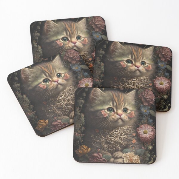 Item preview, Lovely cat (Kitten ) vintage flowers portrait frame 7 designed and sold by jetaiart.