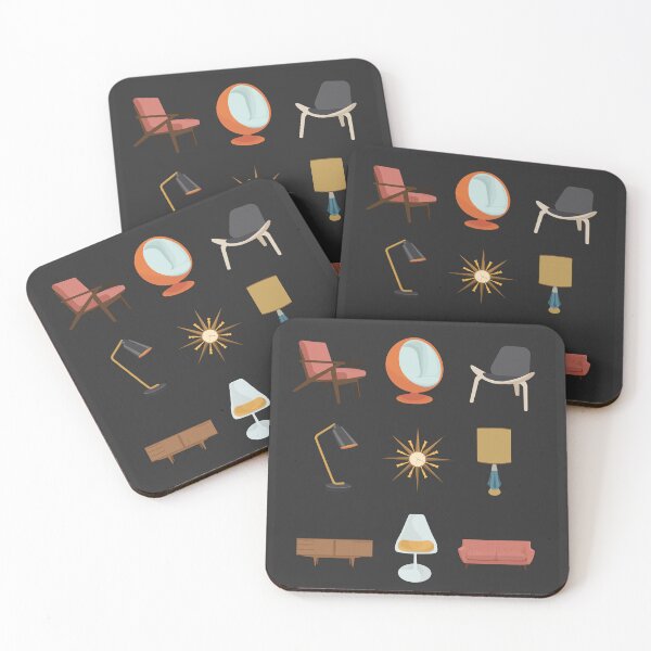 Item preview, Mid Century Modern Furniture on Dark Gray Background designed and sold by Designs by Kool Kat.